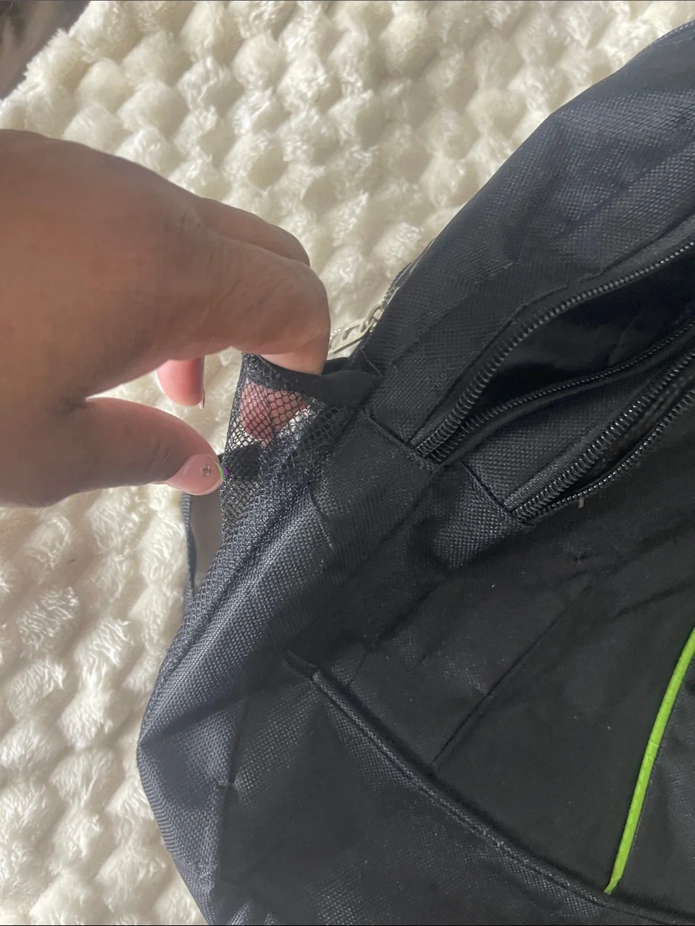 NWOT Black Backpack Green Accent & Jamaica Patch REFER TO PIC/VID 4 MISSING ZIP
